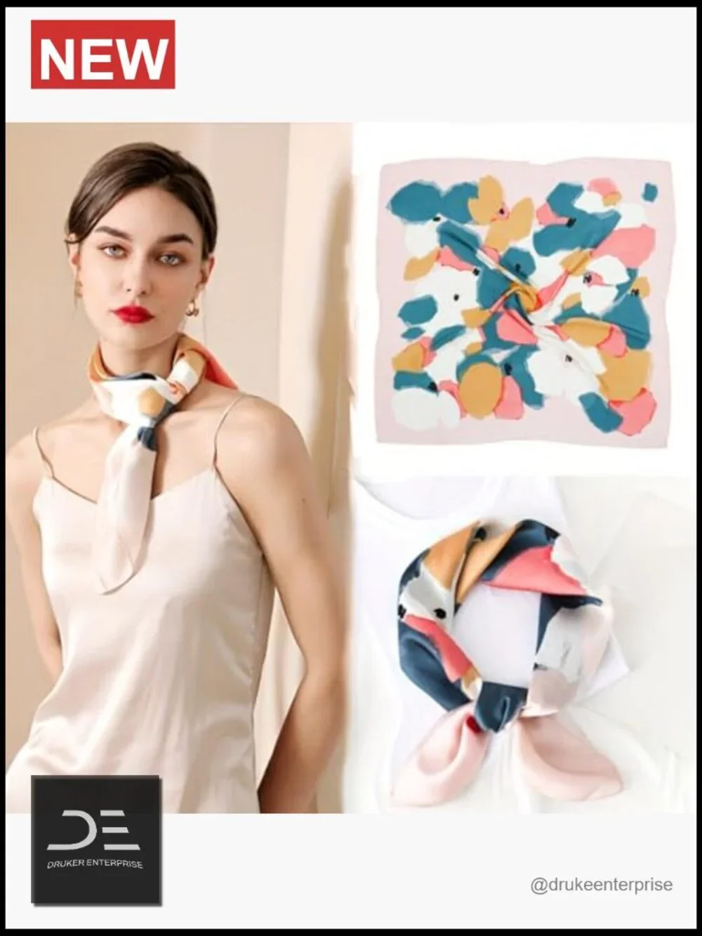 27'' Satin Silk Feeling Square Scarf for Hair Neck Bag